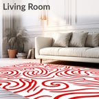 Bold Red Swirl Pattern Rug