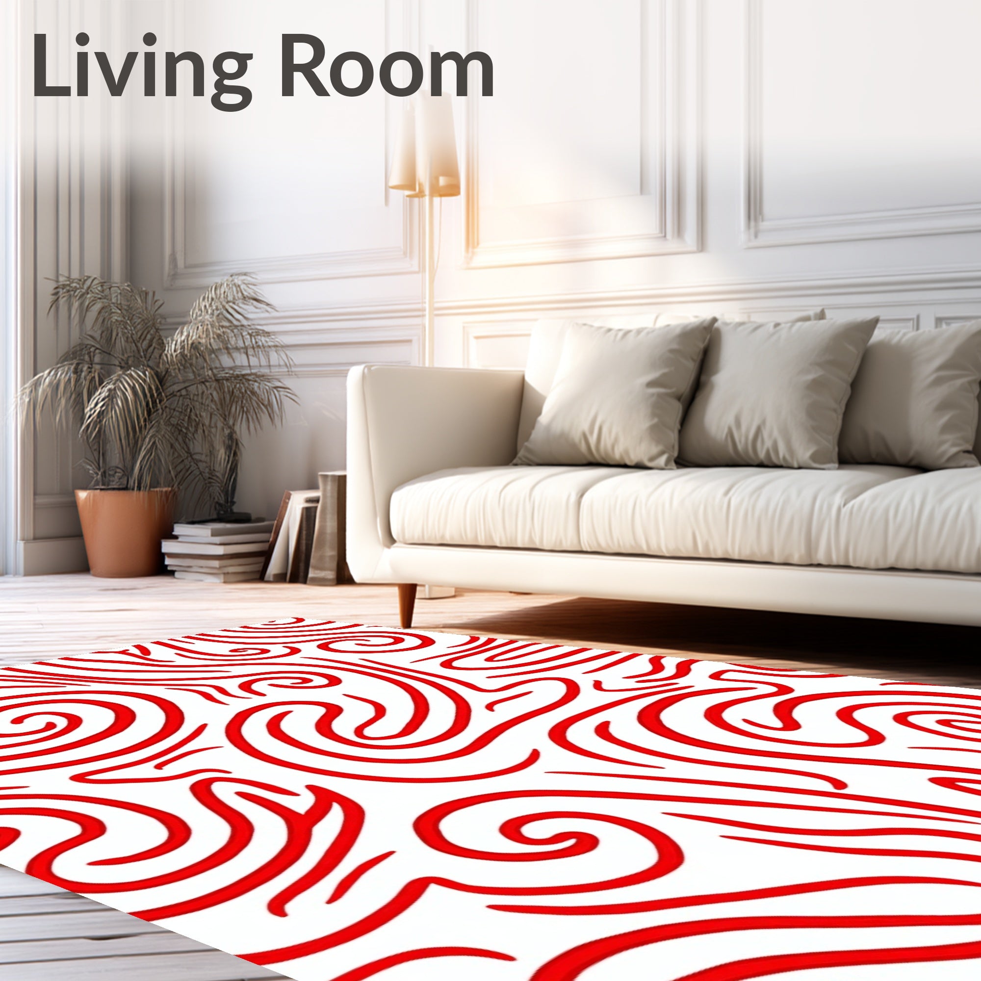 Bold Red Swirl Pattern Rug