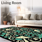 Mushroom Floral Vine Botanical Pattern Rug