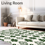 Dark Green Floral Pattern Repeats Rug