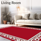 Classic Ornate Floral Border Red Rug