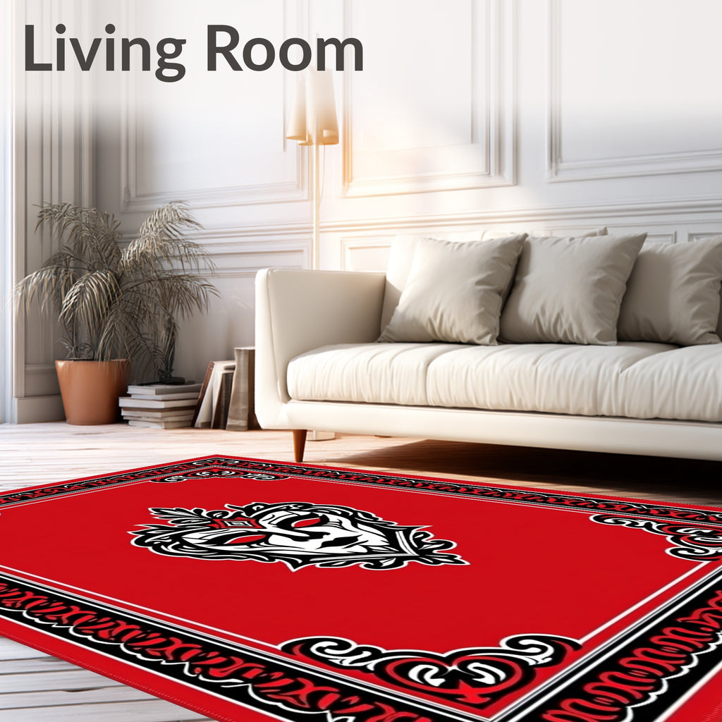 Red Mask Geometric Pattern Rug