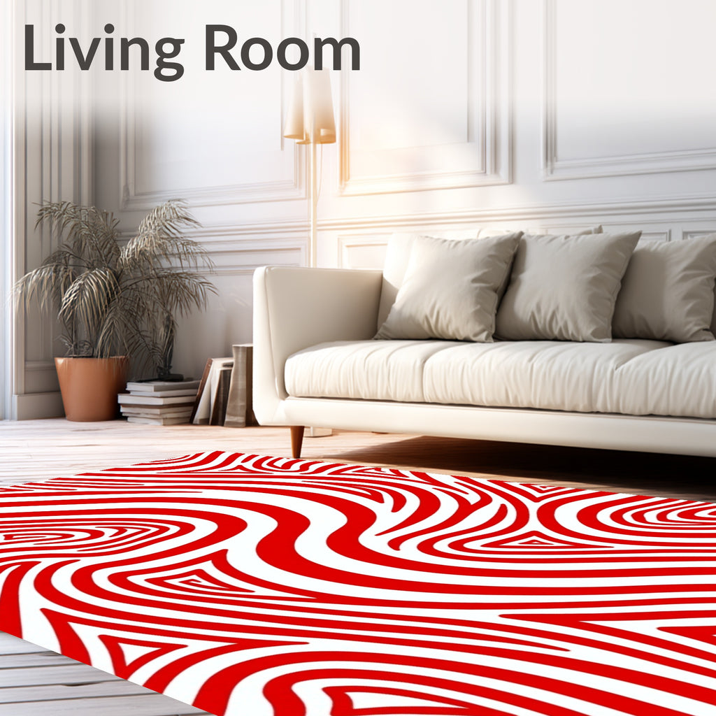 Crimson Swirl Optical Illusion Rug
