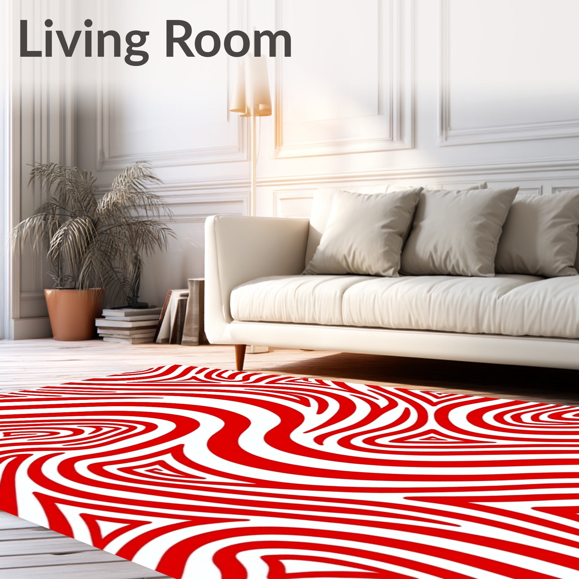 Crimson Swirl Optical Illusion Rug