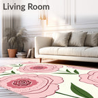Pink Peony Floral Outline Rug