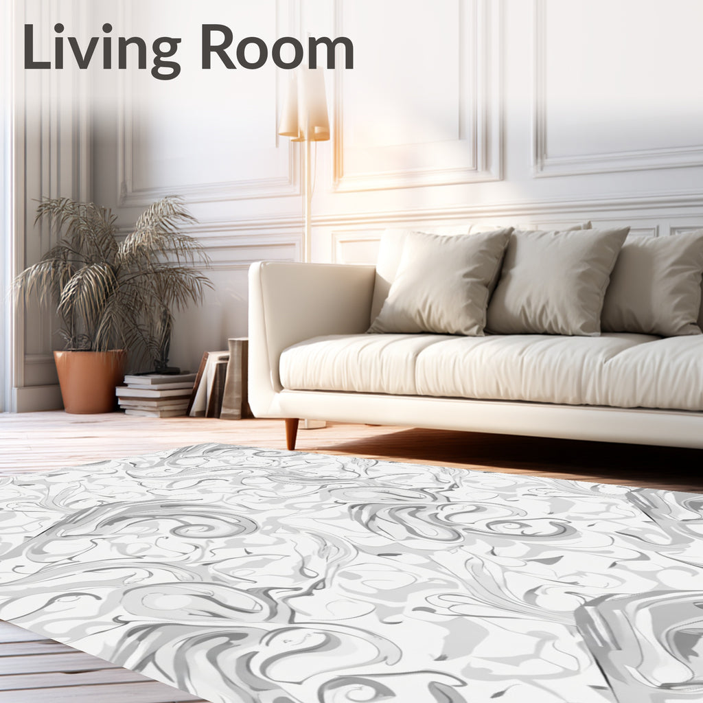 Monochrome Swirl Abstract Design Rug