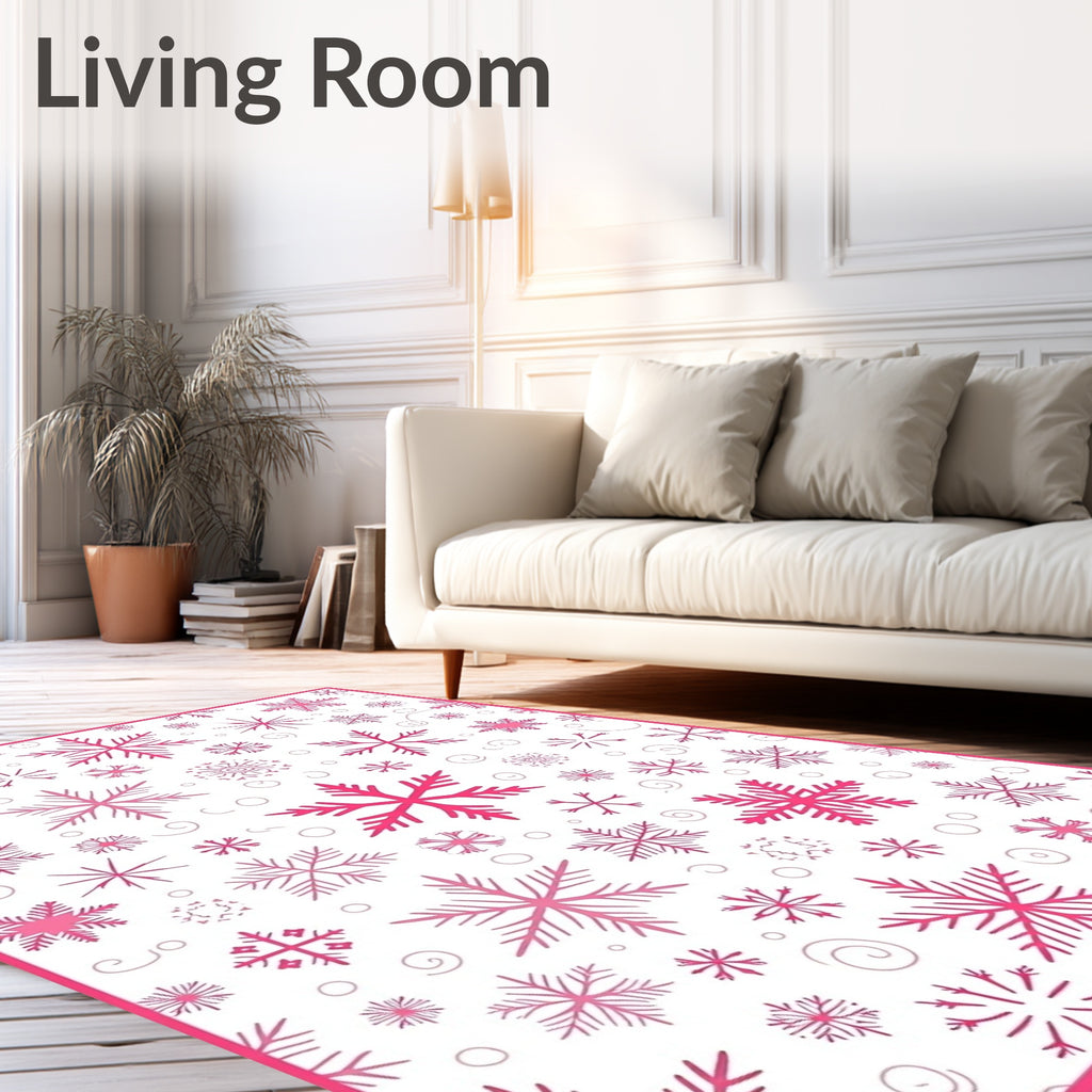 Fuchsia Snowflake Scatter Holiday Rug