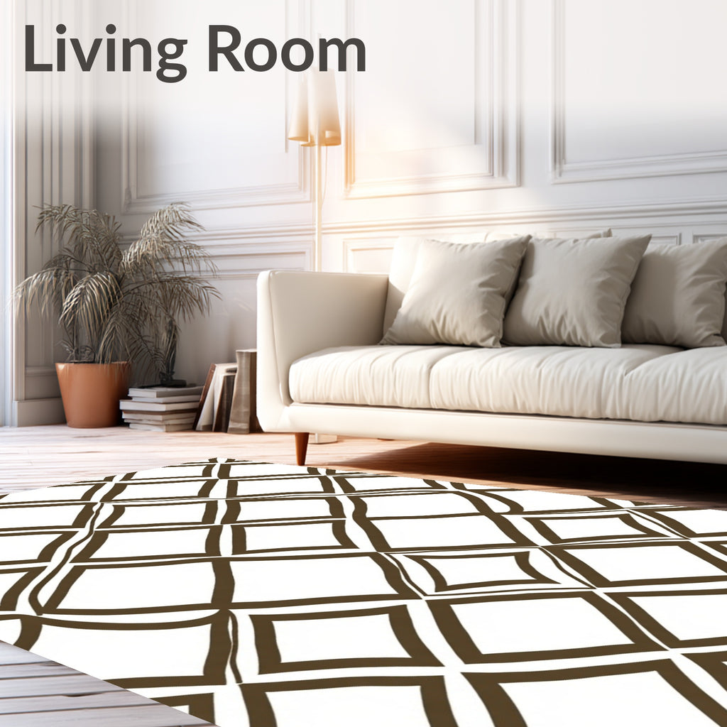 Brown Diamond Line Pattern Rug