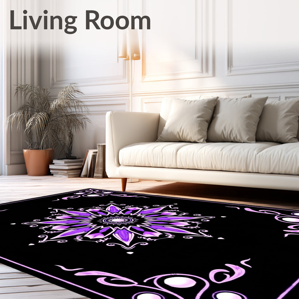 Ornate Purple Floral Medallion Rug