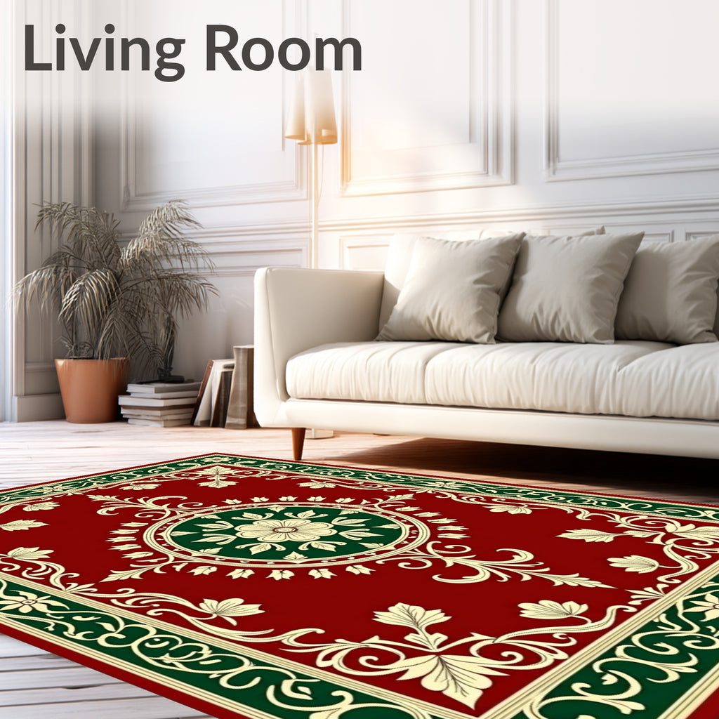 Regal Floral Medallion Inspired Border Design Rug