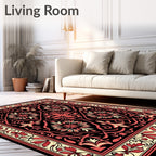 Intricate Floral Scrollwork Red Pattern Rug