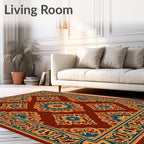 Rich Burgundy And Blue Floral Pattern Rug