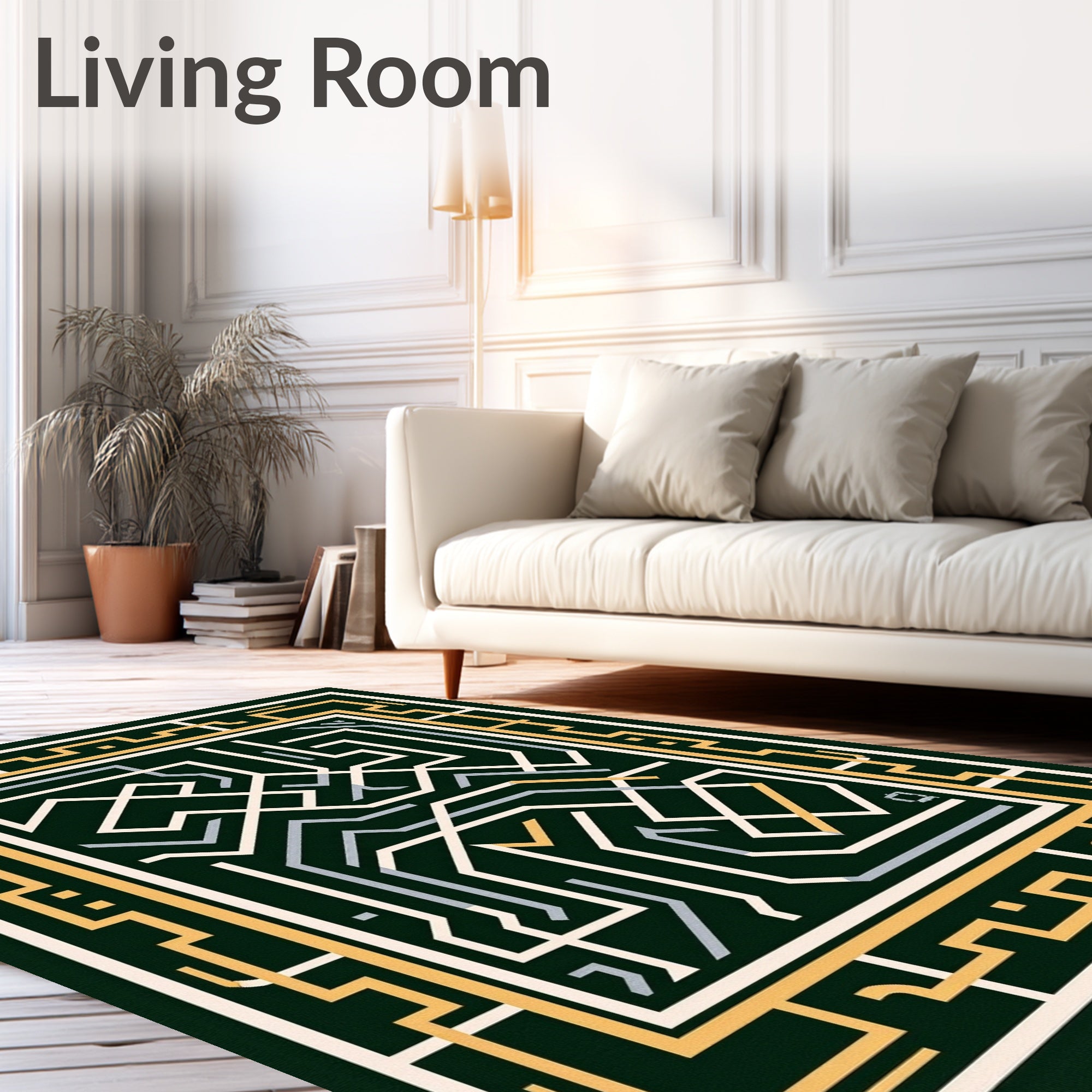 Modern Geometric Maze Lines Rug