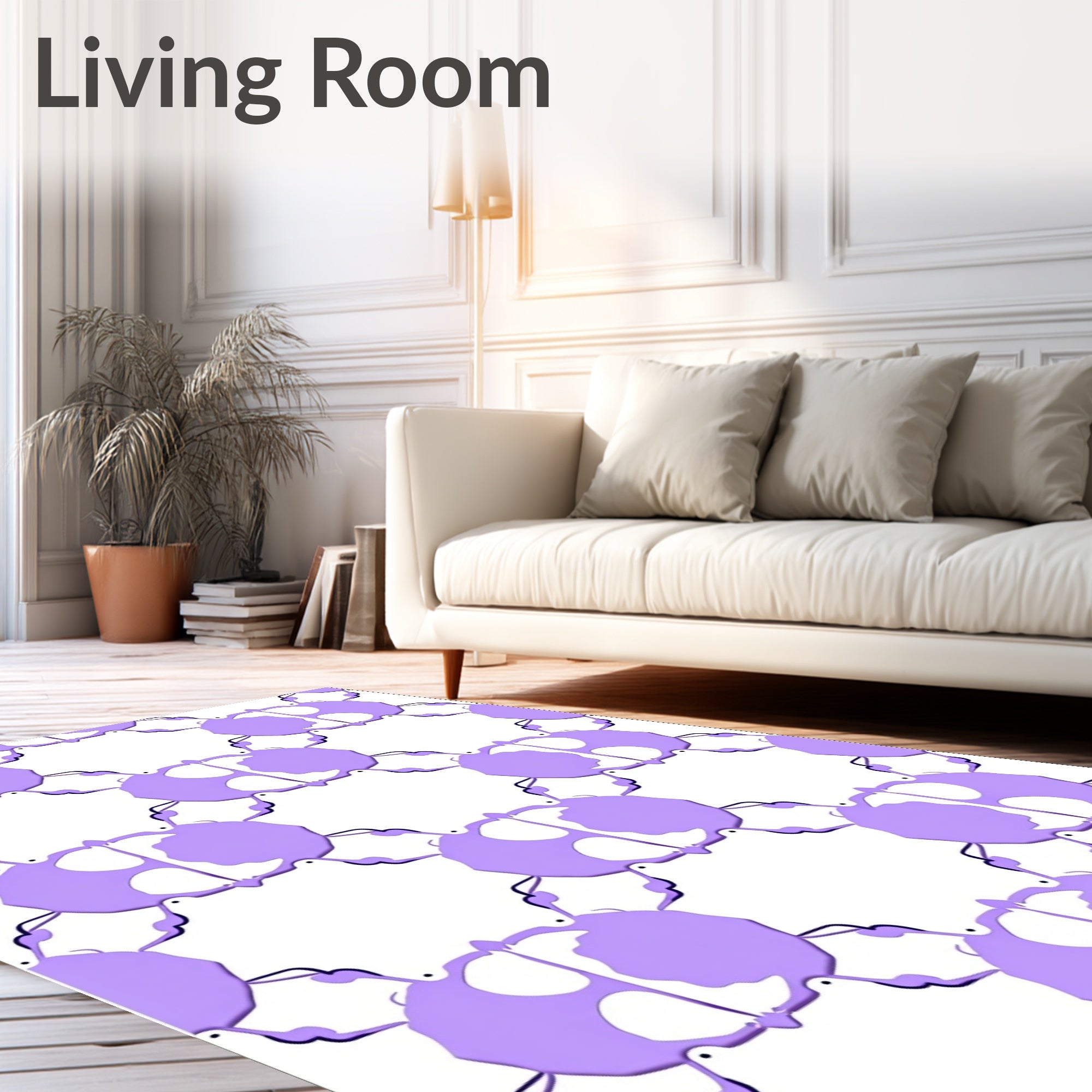 Abstract Hexagonal Lavender Design Rug