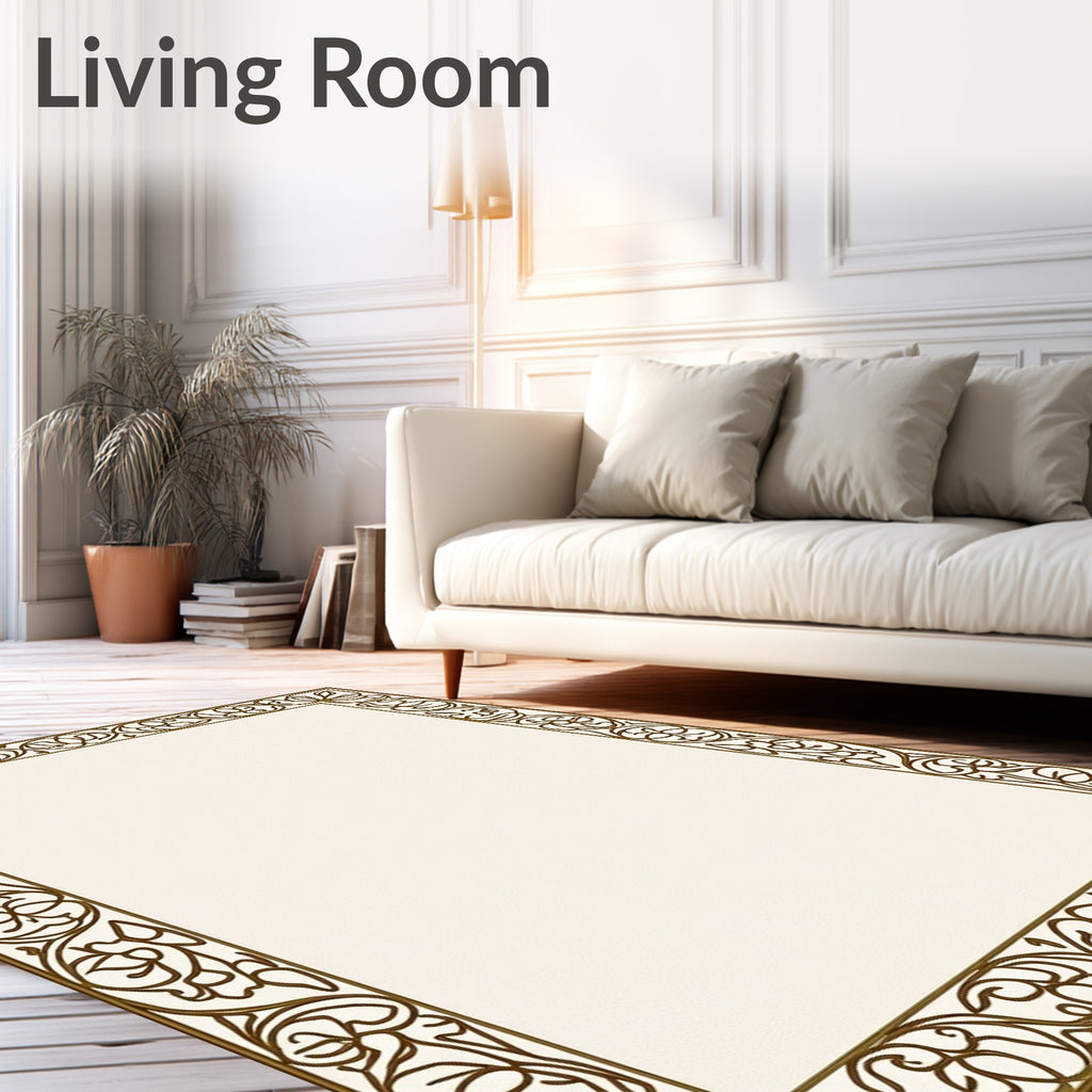 Elegant Floral Scroll Border Design Rug