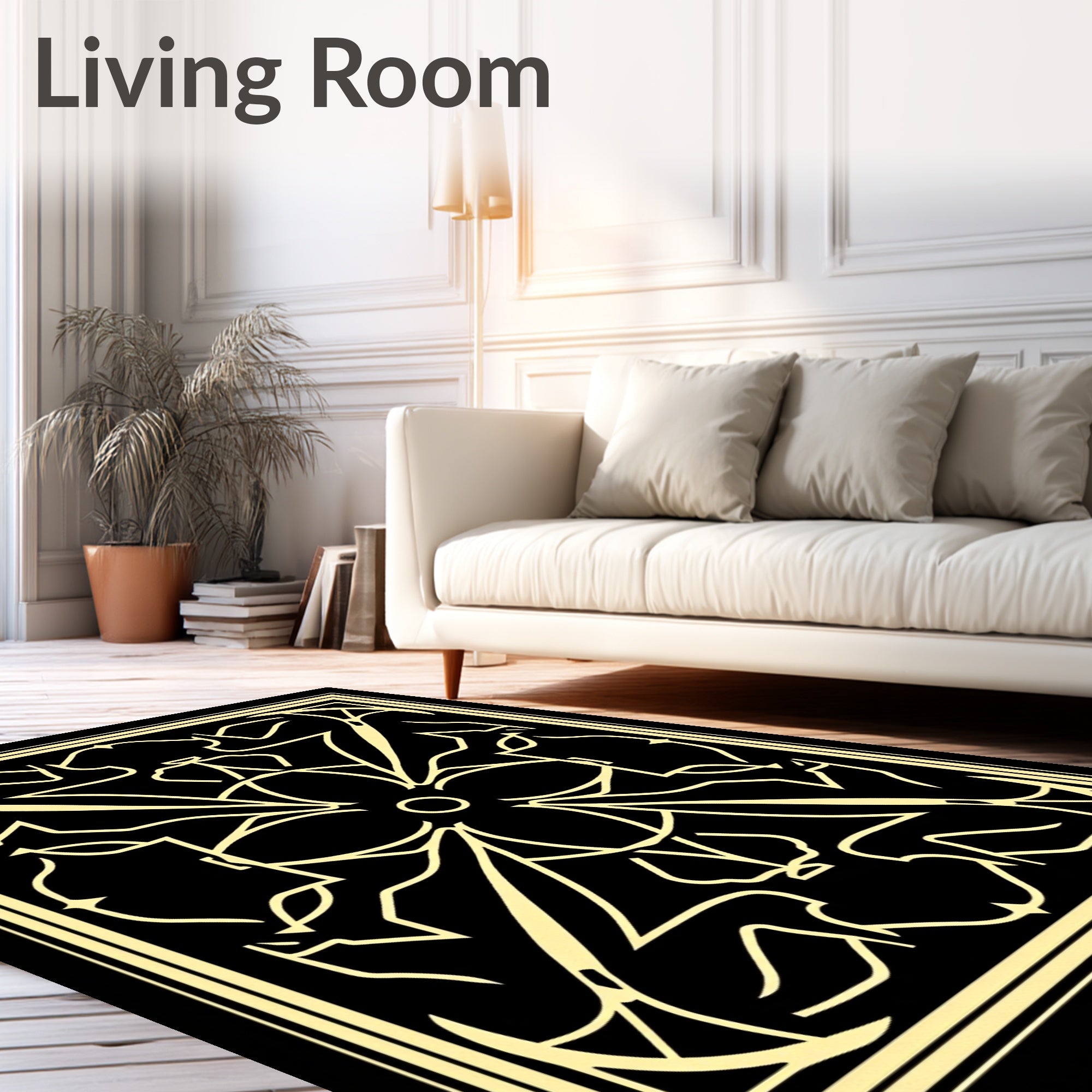 Geometric Art Deco Floral Design Rug