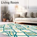 Teal Wavy Geometric Dot Pattern Rug