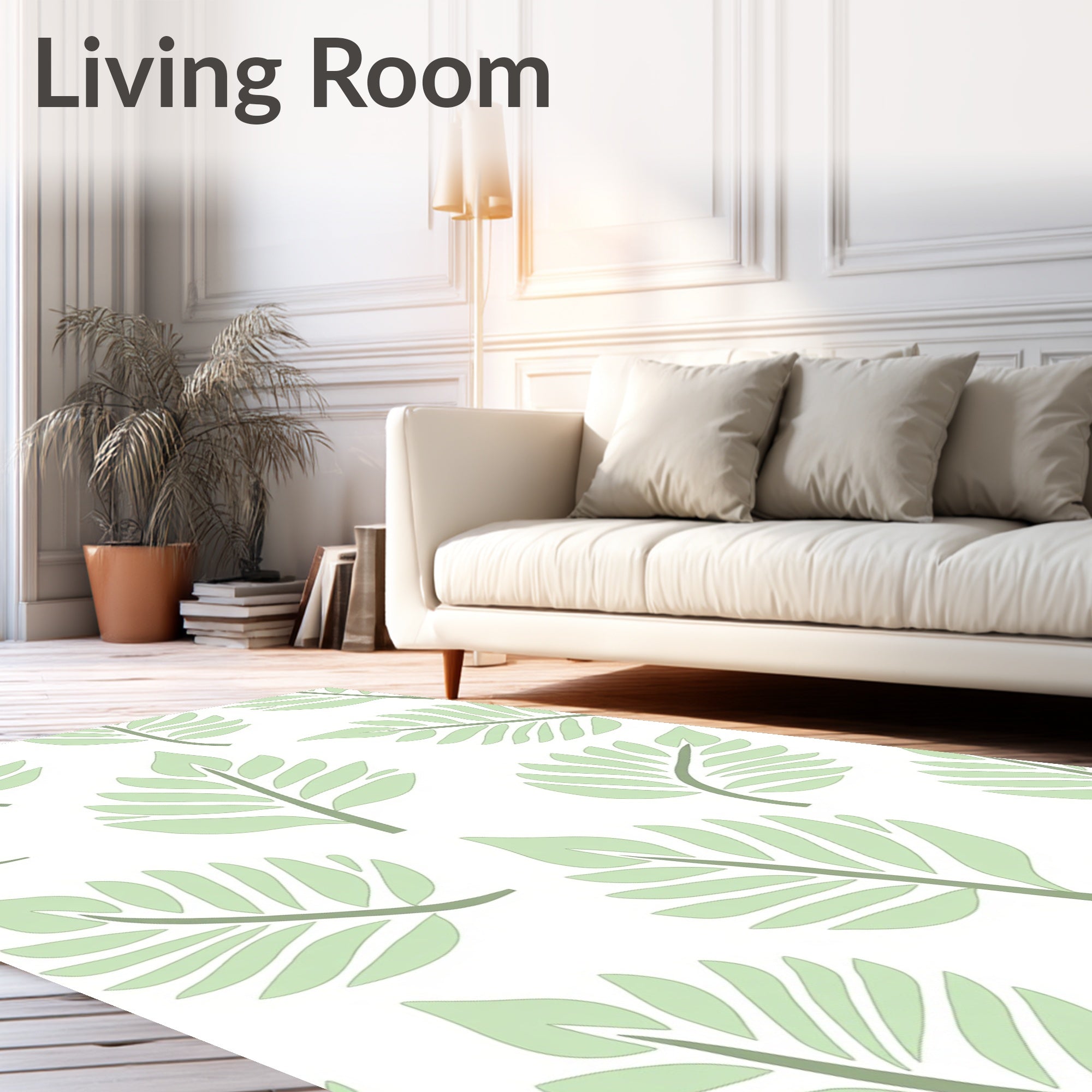 Light Green Leaf Pattern Rug
