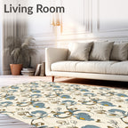Blue Floral Abstract Pattern Design Rug