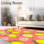 Drawn Yellow Lemon Pattern Design Rug