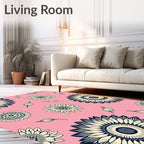 Pink Floral Mandala Pattern Rug
