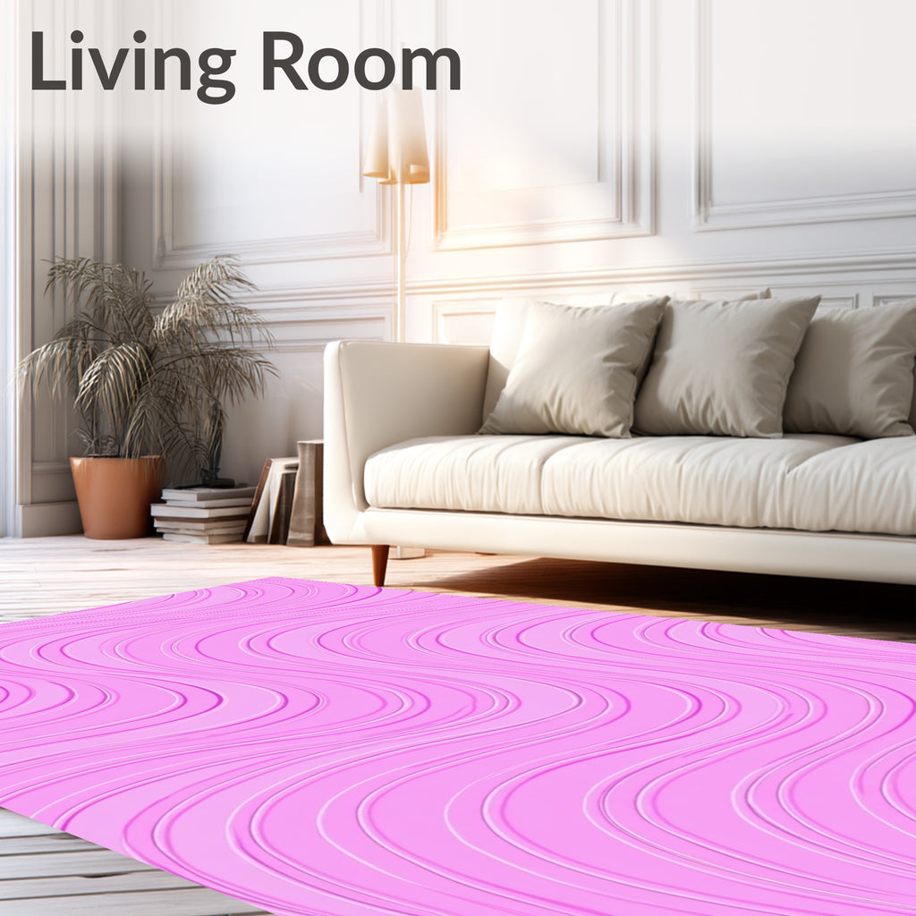 Pretty Pink Wavy Lines Rug
