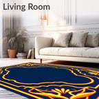 Ornate Golden Floral Arch Border Rug