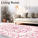 Pink Floral Medallion Swirl Pattern Rug