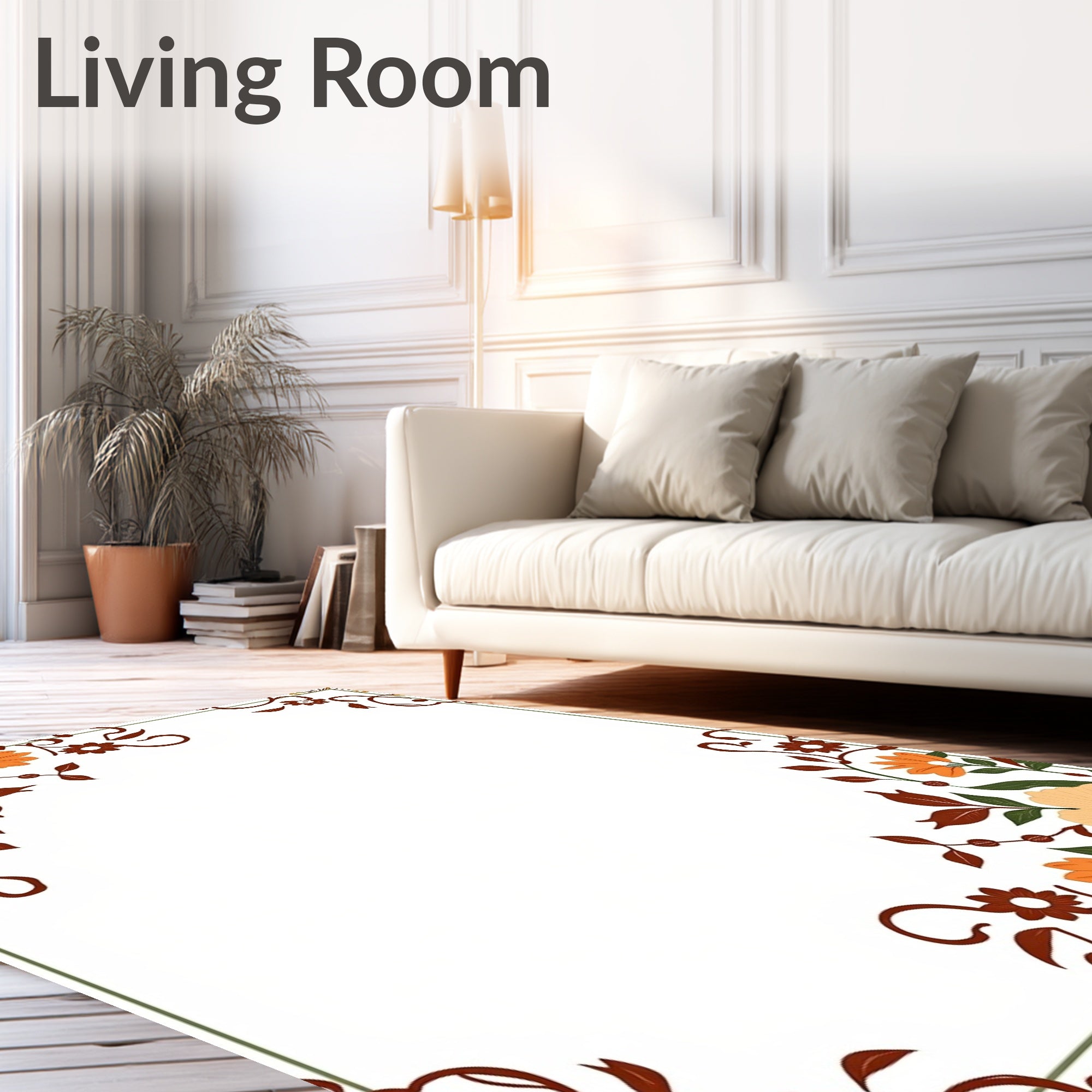 Floral Border With Warm Autumn Accents Rug
