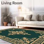 Elegant Gold Floral Border Design Rug