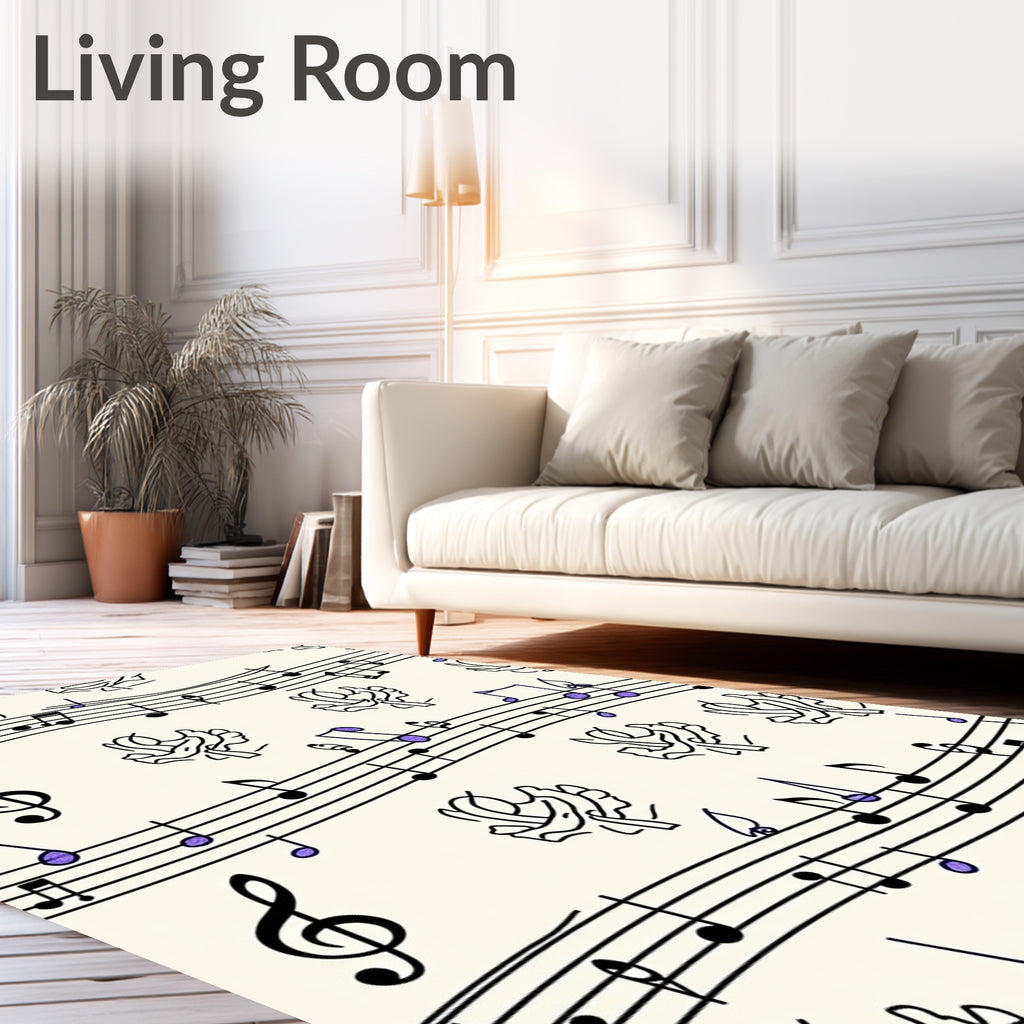Musical Notes and Abstract Floral Harmony Rug