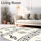 Musical Notes and Abstract Floral Harmony Rug