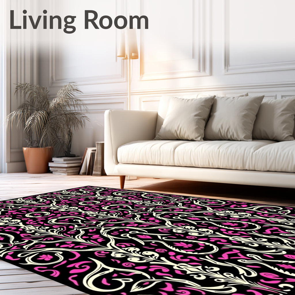 Bold Floral Ivory Pink Pattern Rug