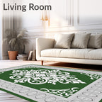 Ornate Floral Damask Accent Pattern Rug
