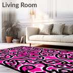 Vibrant Pink Abstract Swirl Design Rug