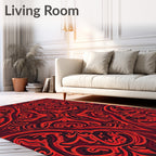 Rich Red Ornate Swirl Pattern Rug