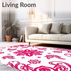 Fuchsia Floral Swirls Pattern Rug