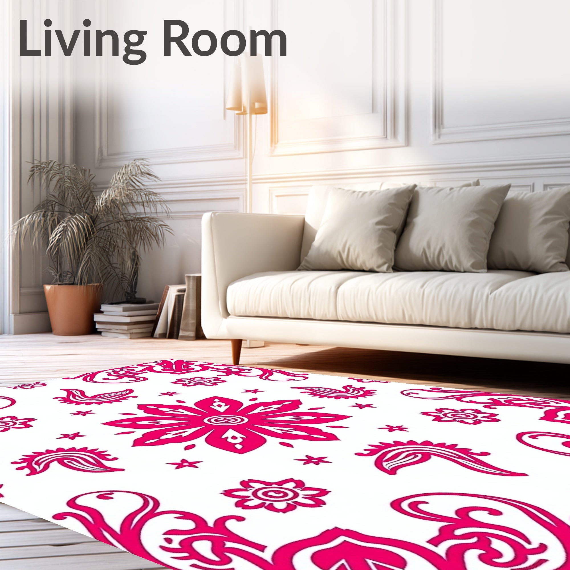 Fuchsia Floral Swirls Pattern Rug