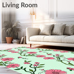 Pink Flower Vine Pattern Rug