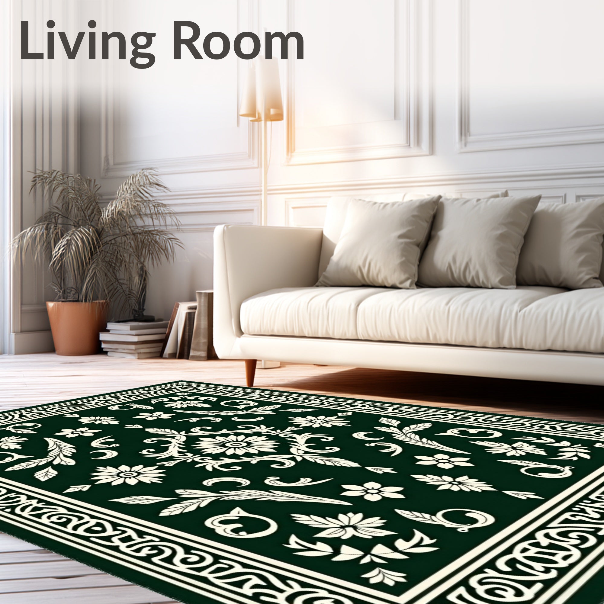 Elegant Floral Scrollwork Pattern Rug