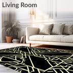 Symmetrical Yellow Lines Abstract Pattern Rug