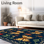 Orange Butterfly Insect Garden Pattern Rug
