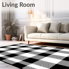 Classic Black White Buffalo Check Design Rug