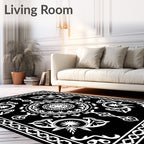 Classic Black White Ornamental Pattern Rug