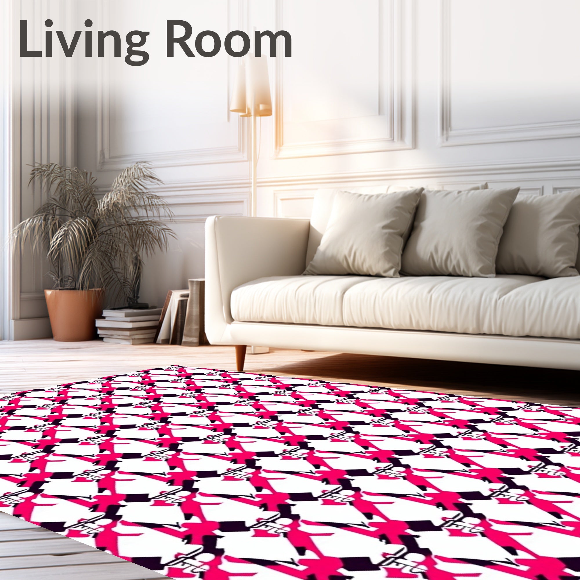 Hot Pink Bold Graphic Pattern Rug