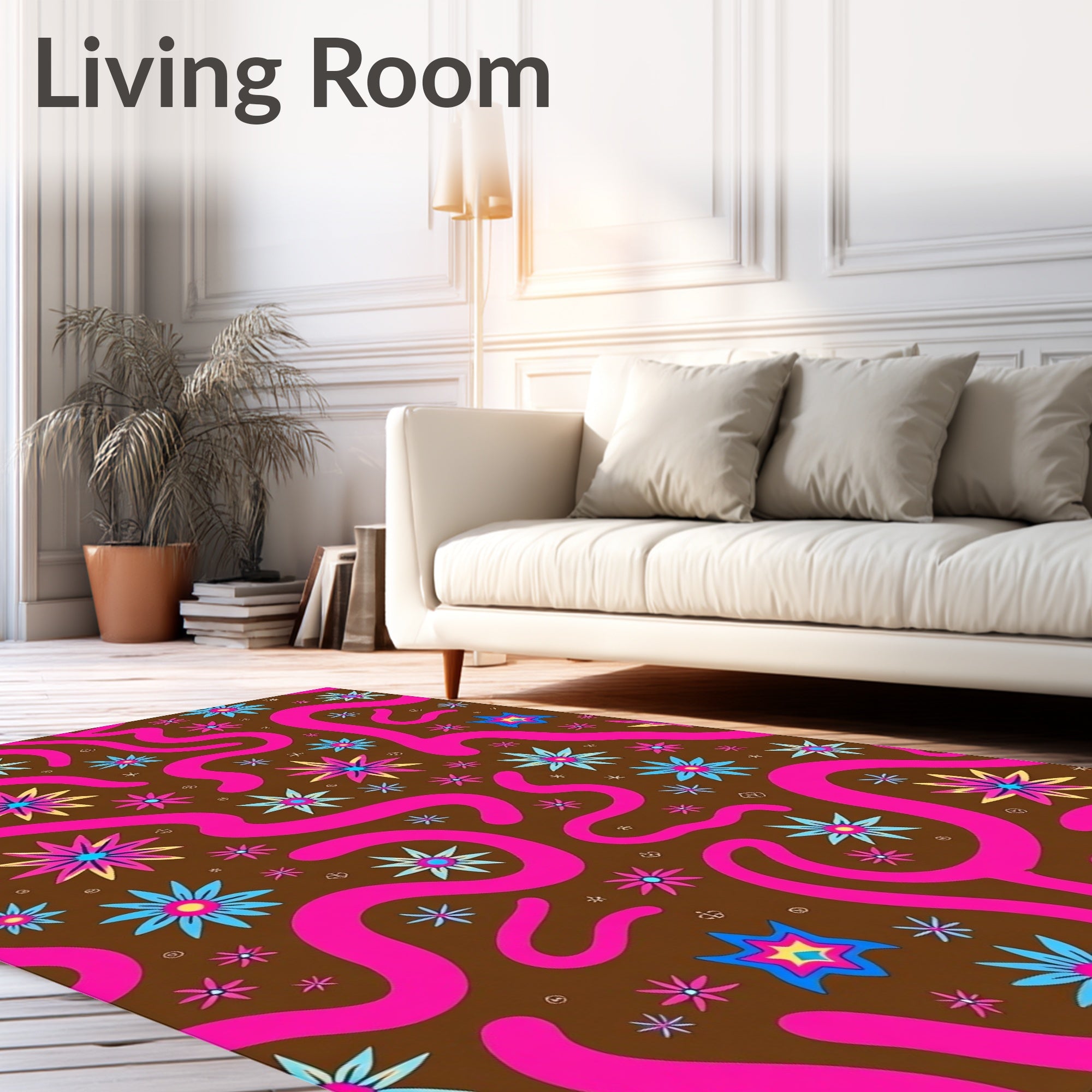 Retro Starburst Swirl Pattern Rug