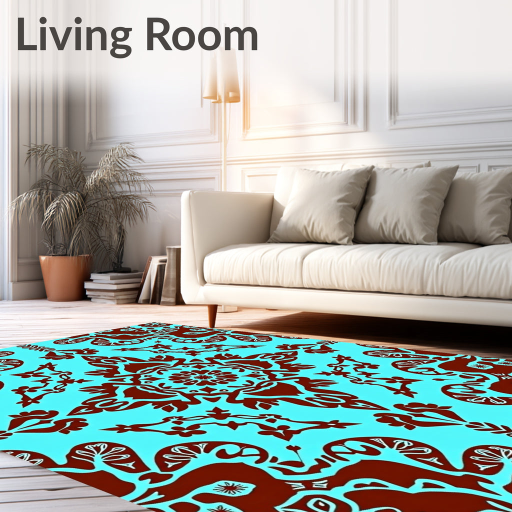 Vibrant Damask Floral Pattern Design Rug