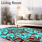 Vibrant Damask Floral Pattern Design Rug