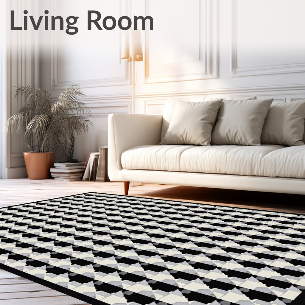 Black White Patterned Classic Rug