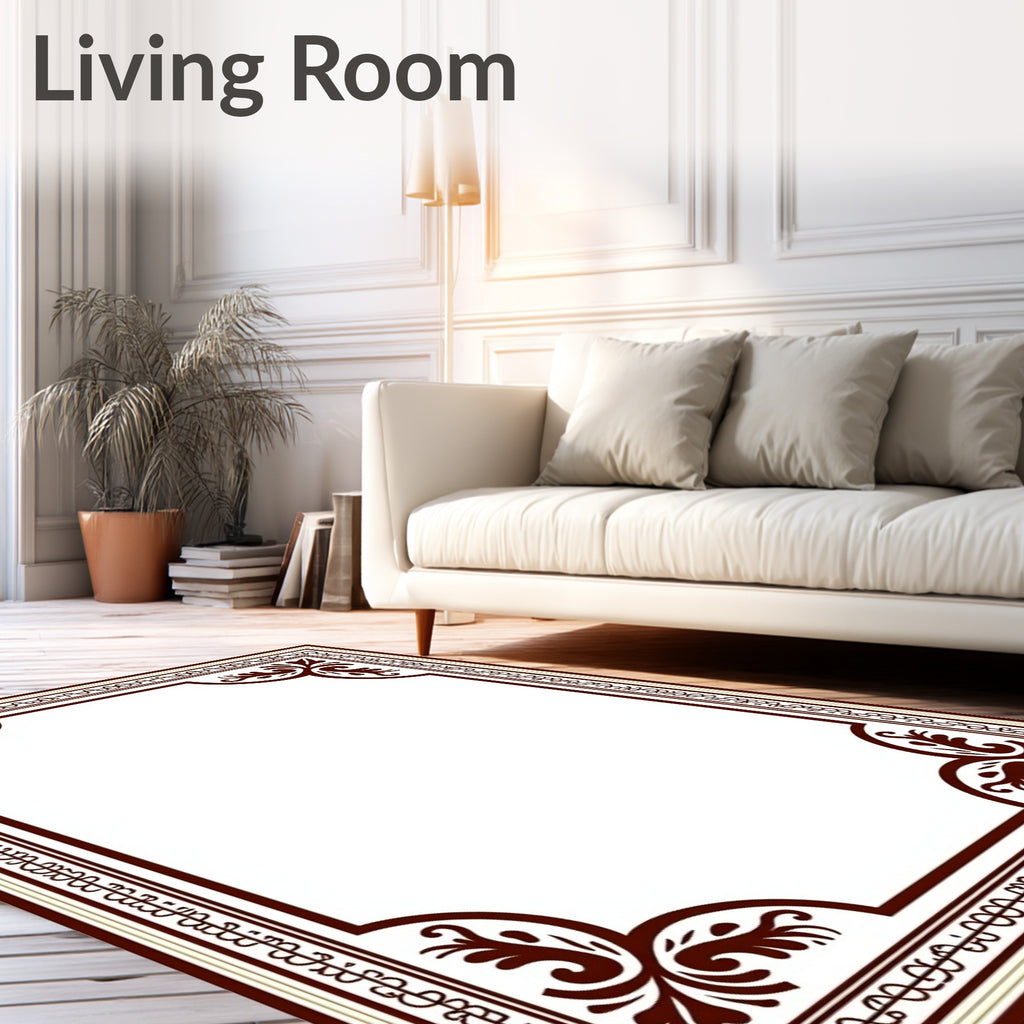 Ornate Flourish Classic Border Design Rug